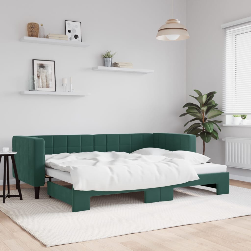 Lit de jour avec gigogne sans matelas vert foncé 80x200 cm - XIOS