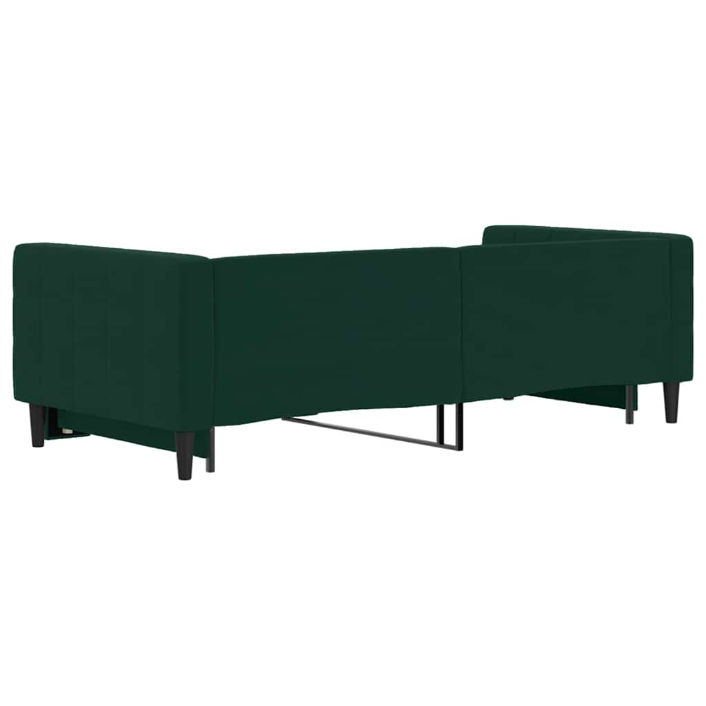 Lit de jour avec gigogne sans matelas vert foncé 90x200 cm