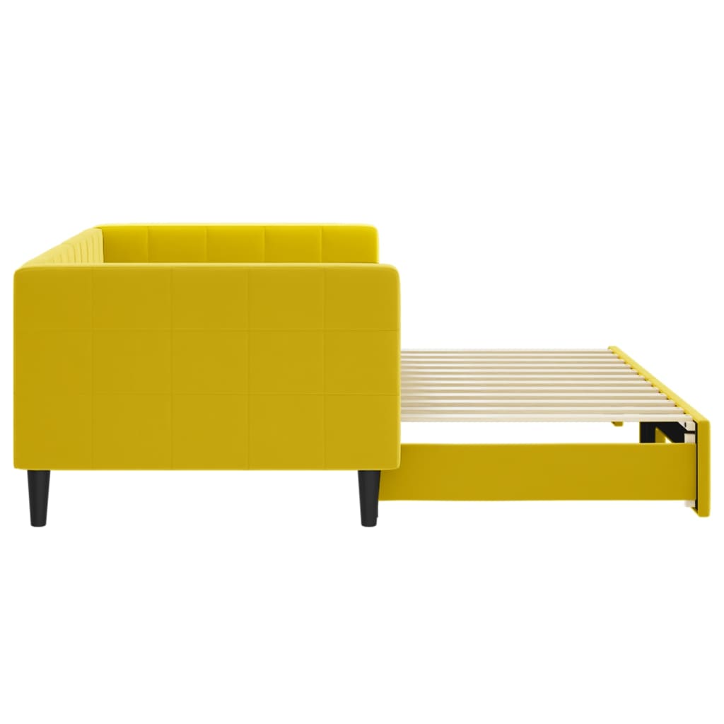 Lit de jour avec lit gigogne jaune 90x200 cm velours - XIOS