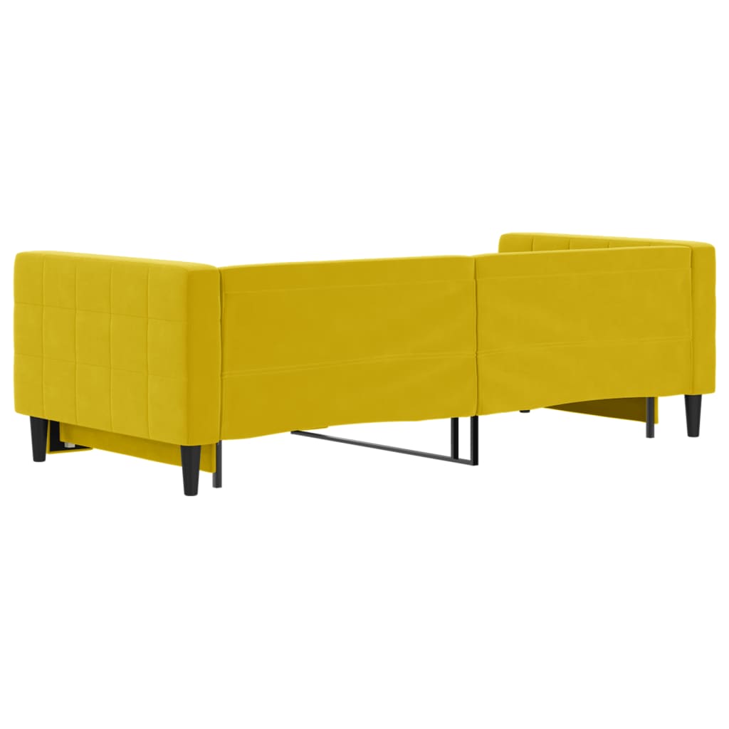 Lit de jour avec lit gigogne jaune 90x200 cm velours - XIOS