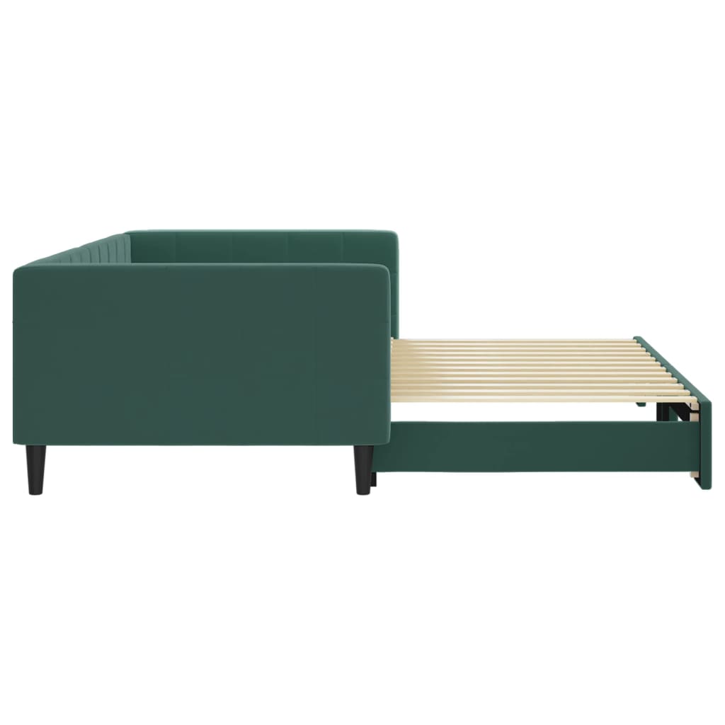 Lit de jour avec gigogne sans matelas vert foncé 100x200 cm - XIOS