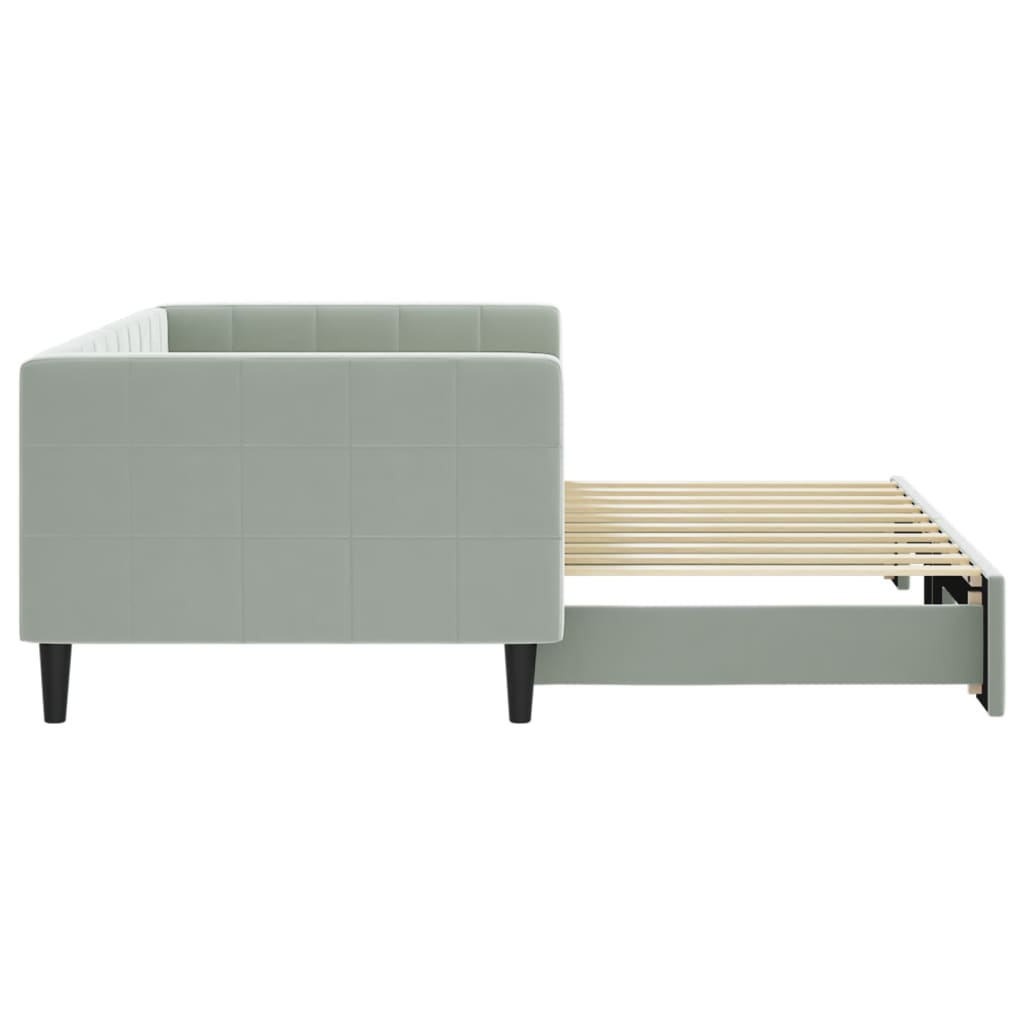 Lit de jour avec lit gigogne gris clair 90x190 cm velours