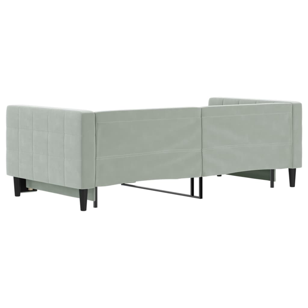 Lit de jour avec lit gigogne gris clair 90x190 cm velours