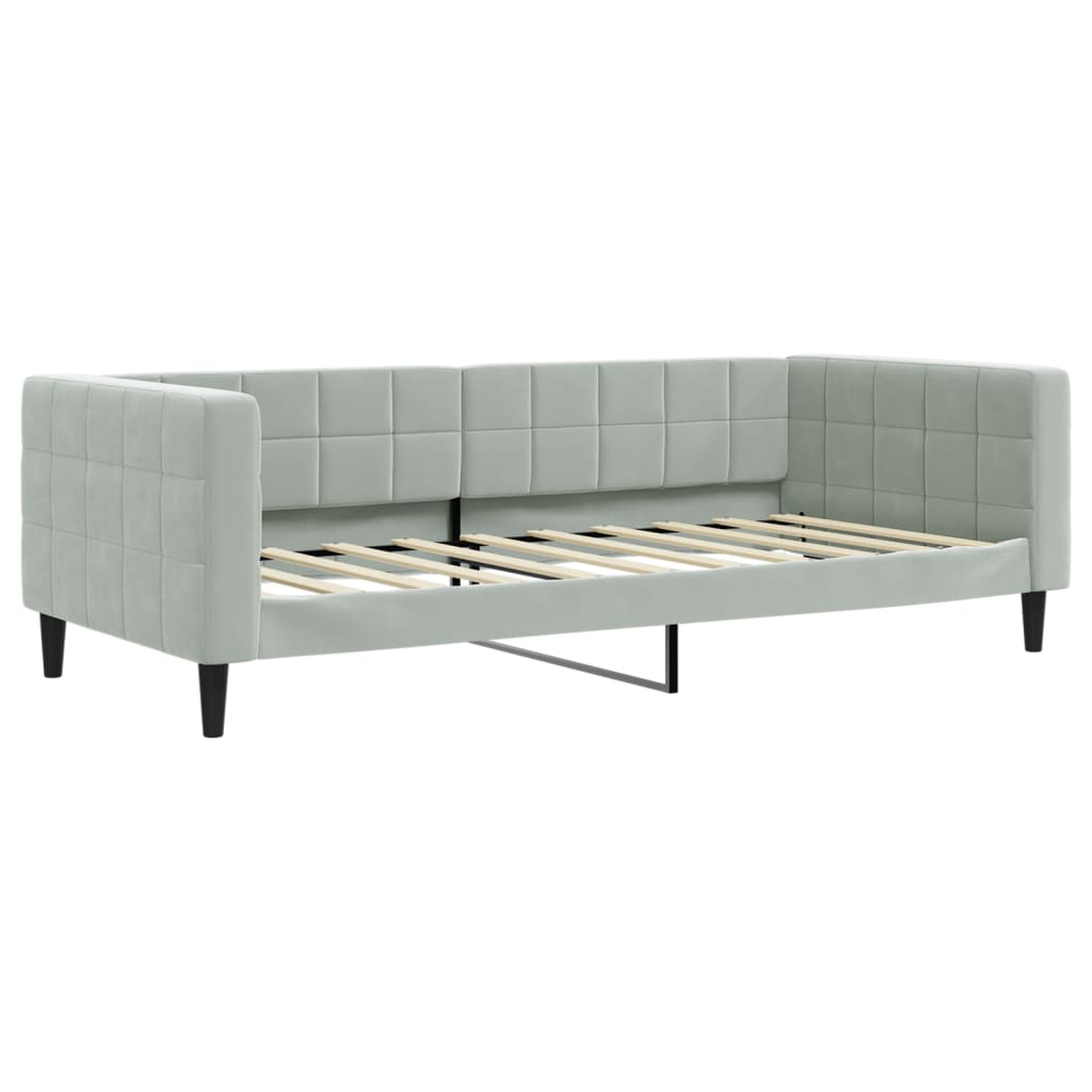 Lit de jour avec lit gigogne gris clair 90x190 cm velours