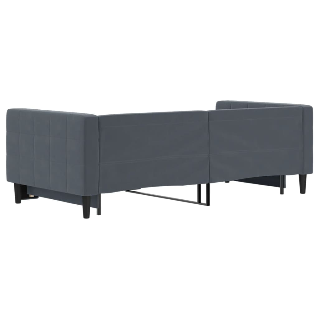Lit de jour avec gigogne sans matelas gris foncé 90x190 cm