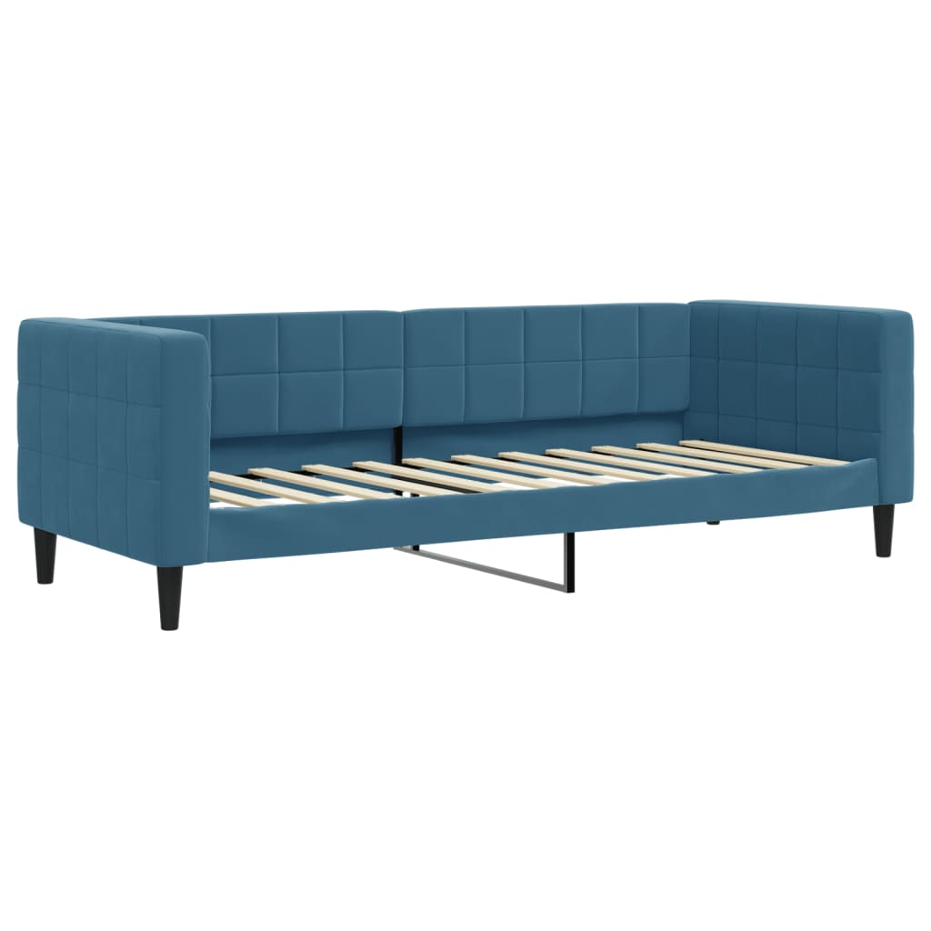 Lit de jour avec lit gigogne et matelas bleu 80x200 cm velours - XIOS