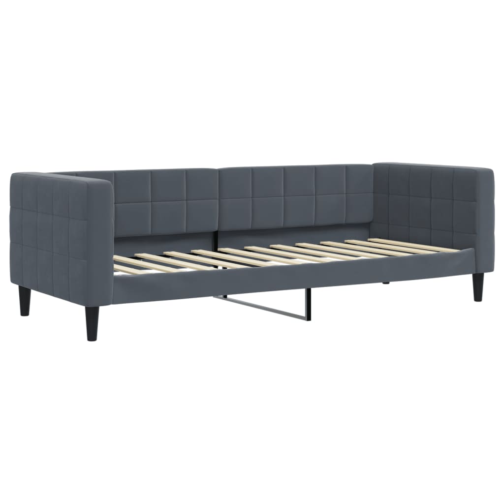Lit de jour avec gigogne et matelas gris foncé 80x200cm velours - XIOS