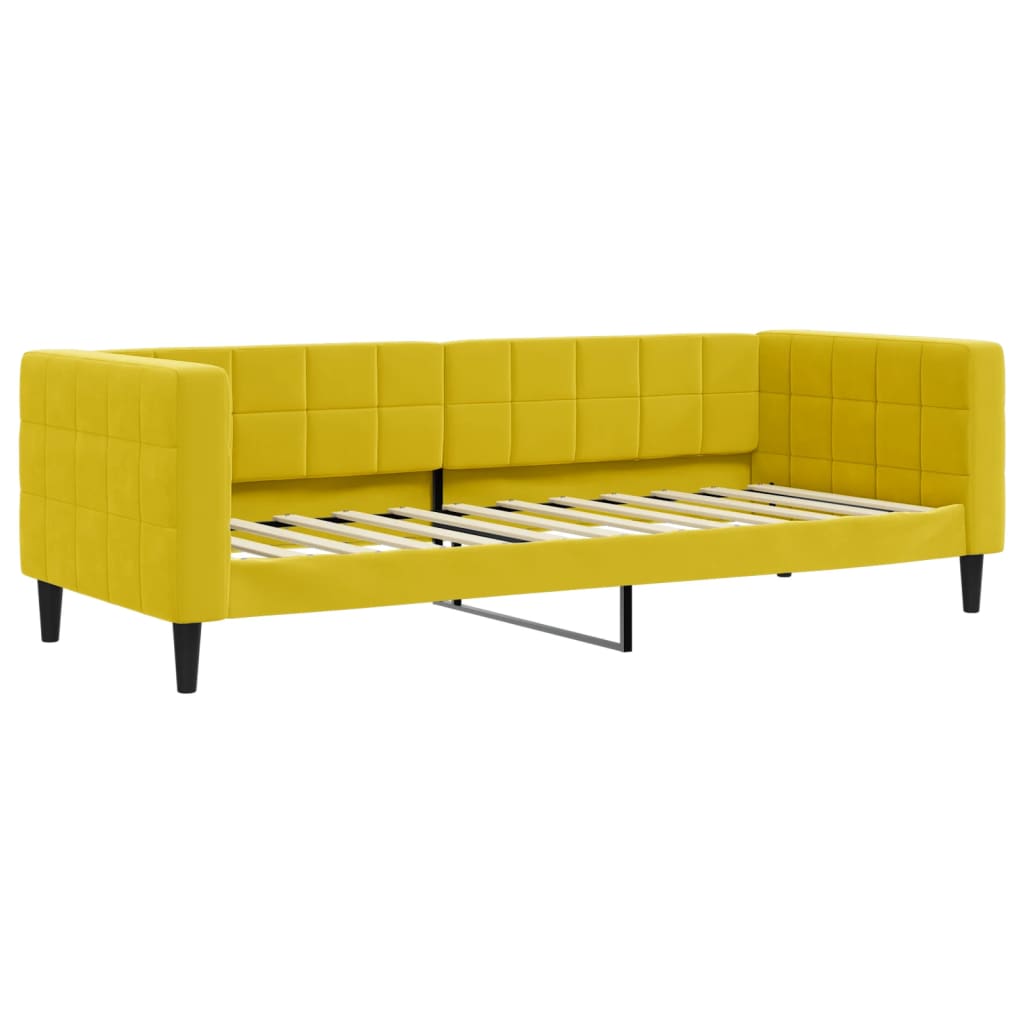 Lit de jour avec lit gigogne et matelas jaune 80x200 cm velours - XIOS