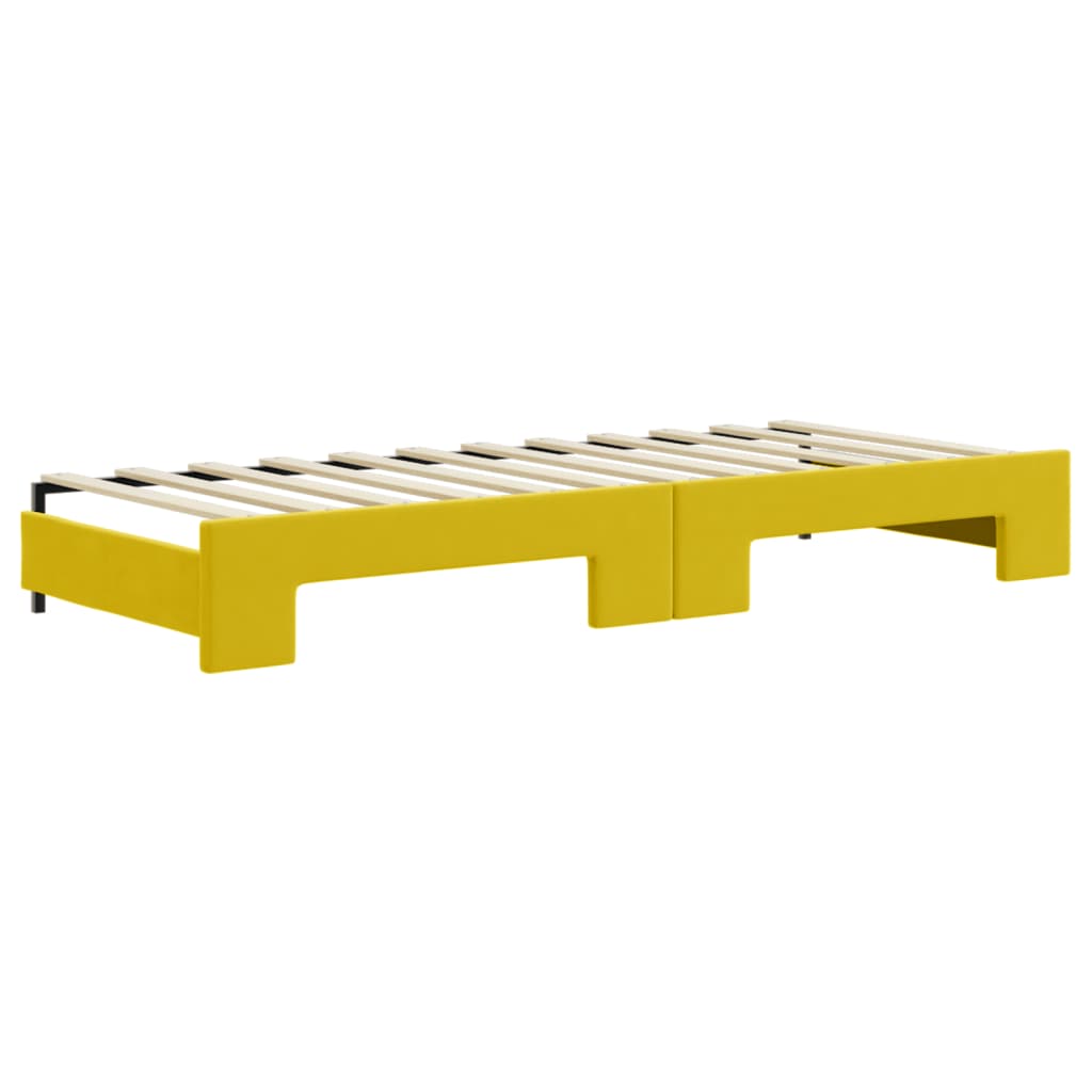 Lit de jour avec lit gigogne et matelas jaune 80x200 cm velours - XIOS