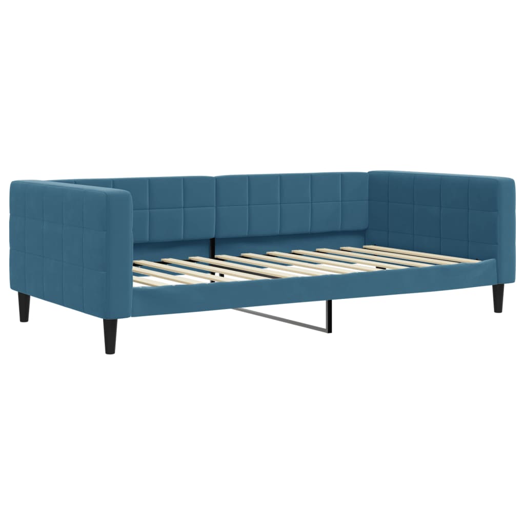 Lit de jour avec lit gigogne et matelas bleu 100x200 cm velours - XIOS