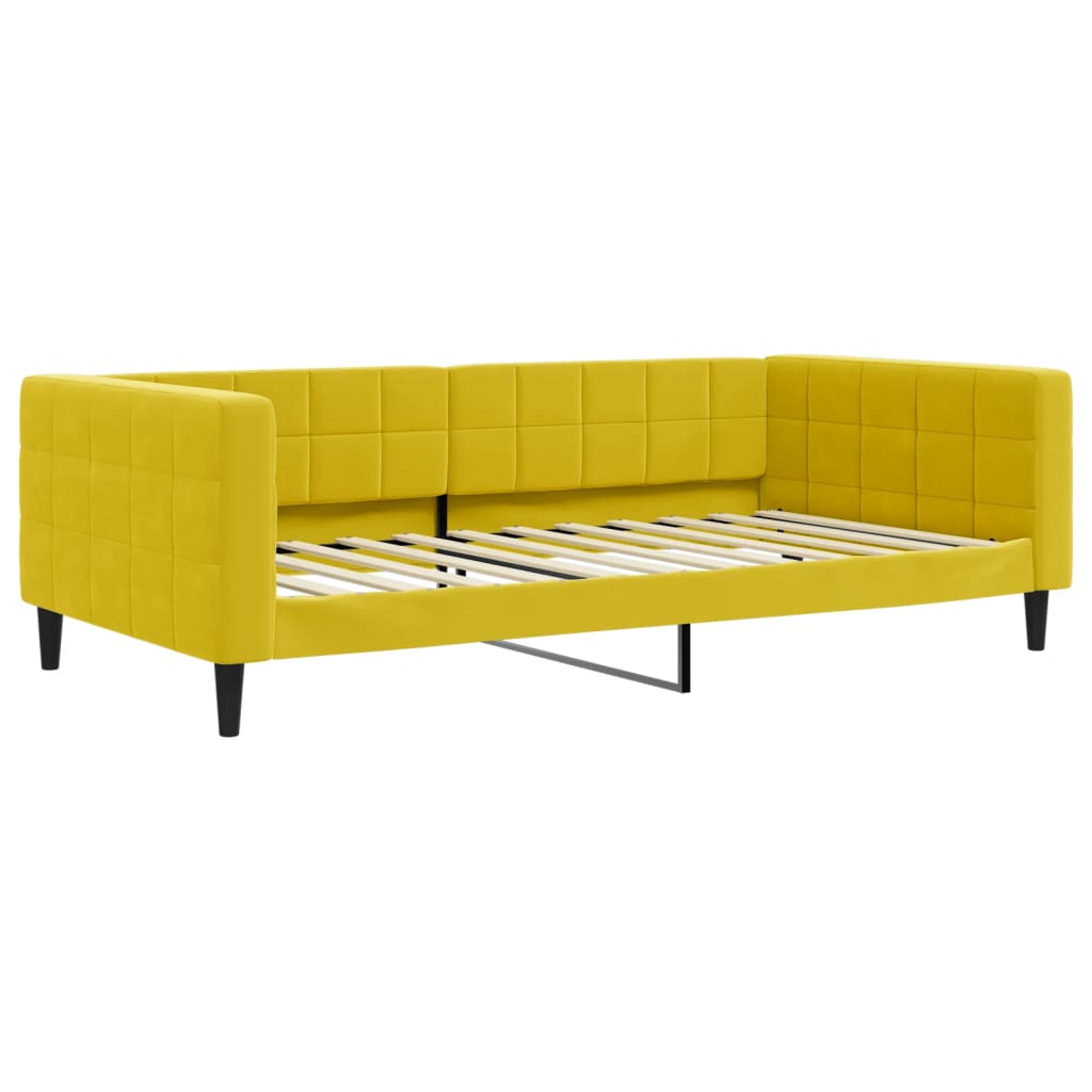 Lit de jour avec gigogne et matelas jaune 100x200 cm velours - XIOS
