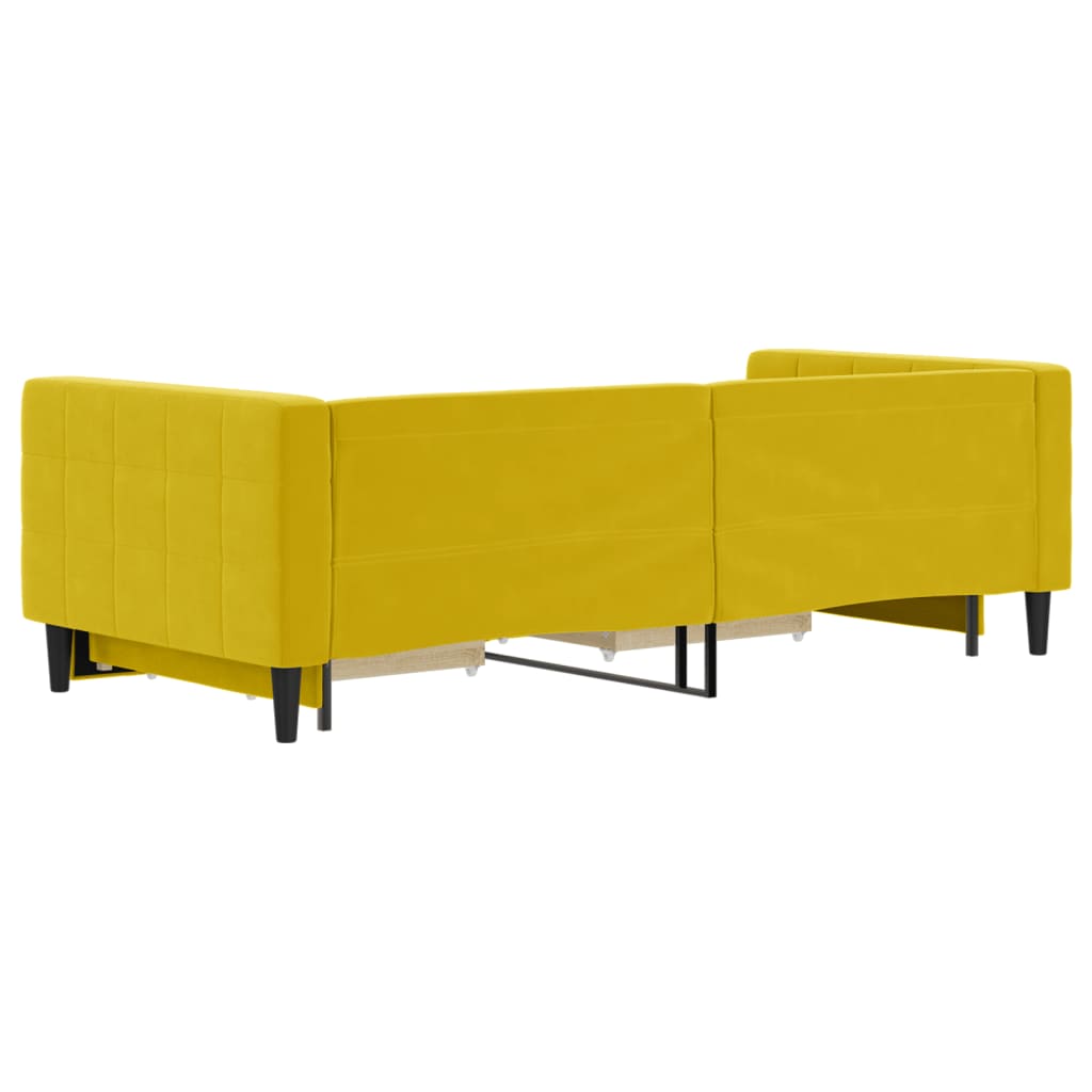 Lit de jour avec gigogne et tiroirs jaune 90x200 cm velours - XIOS
