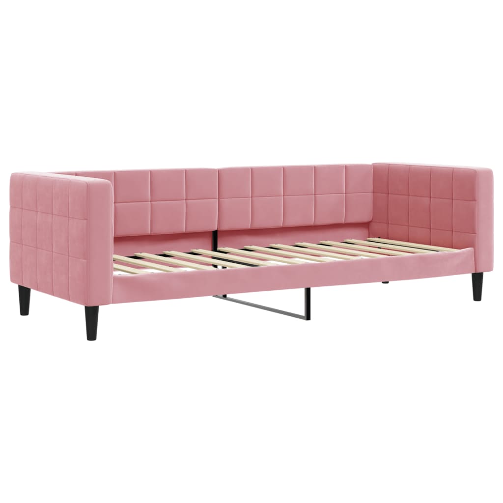Lit de jour avec gigogne et tiroirs rose 80x200 cm velours - XIOS