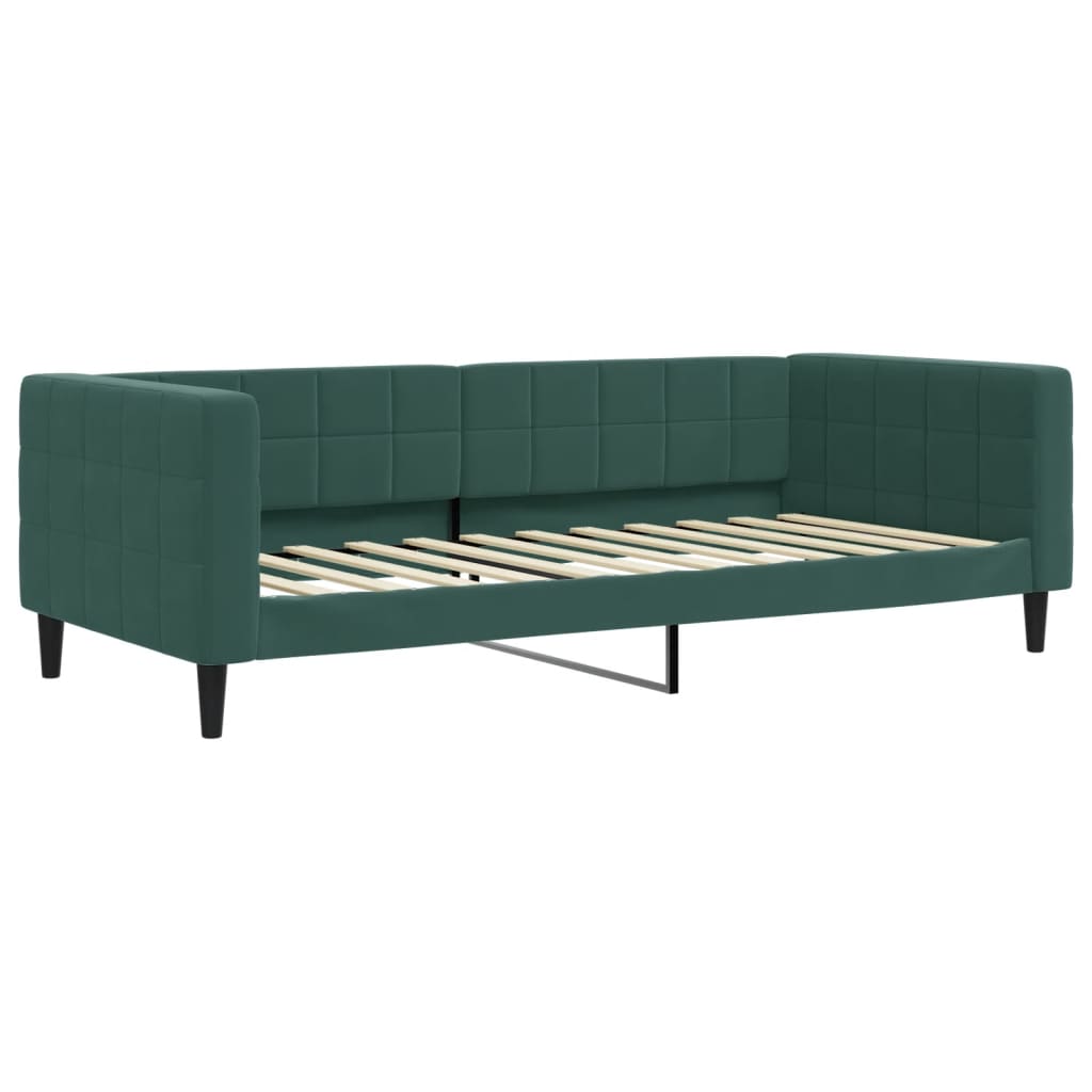 Lit de jour avec gigogne et tiroirs vert foncé 90x200cm velours - XIOS