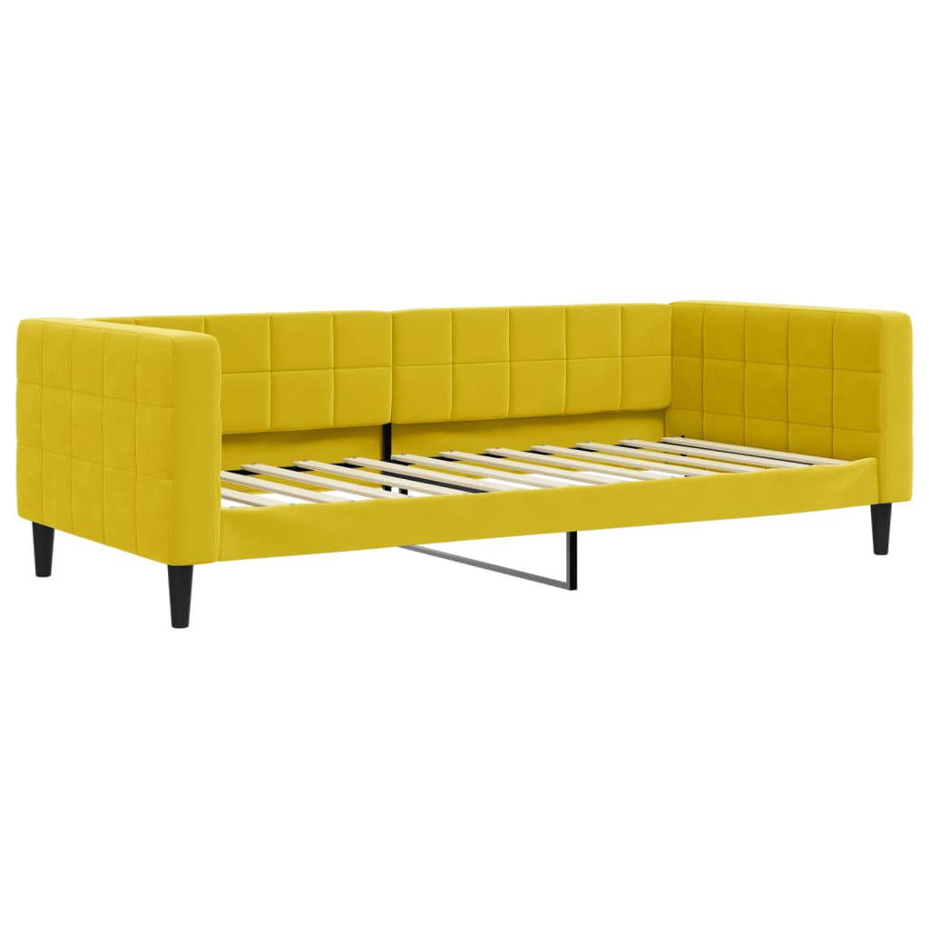 Lit de jour avec gigogne et tiroirs jaune 90x200 cm velours - XIOS