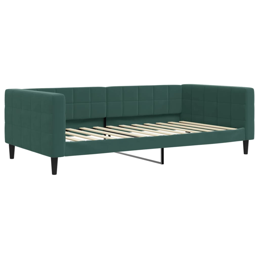 Lit de jour et gigogne et tiroirs vert foncé 100x200 cm velours - XIOS