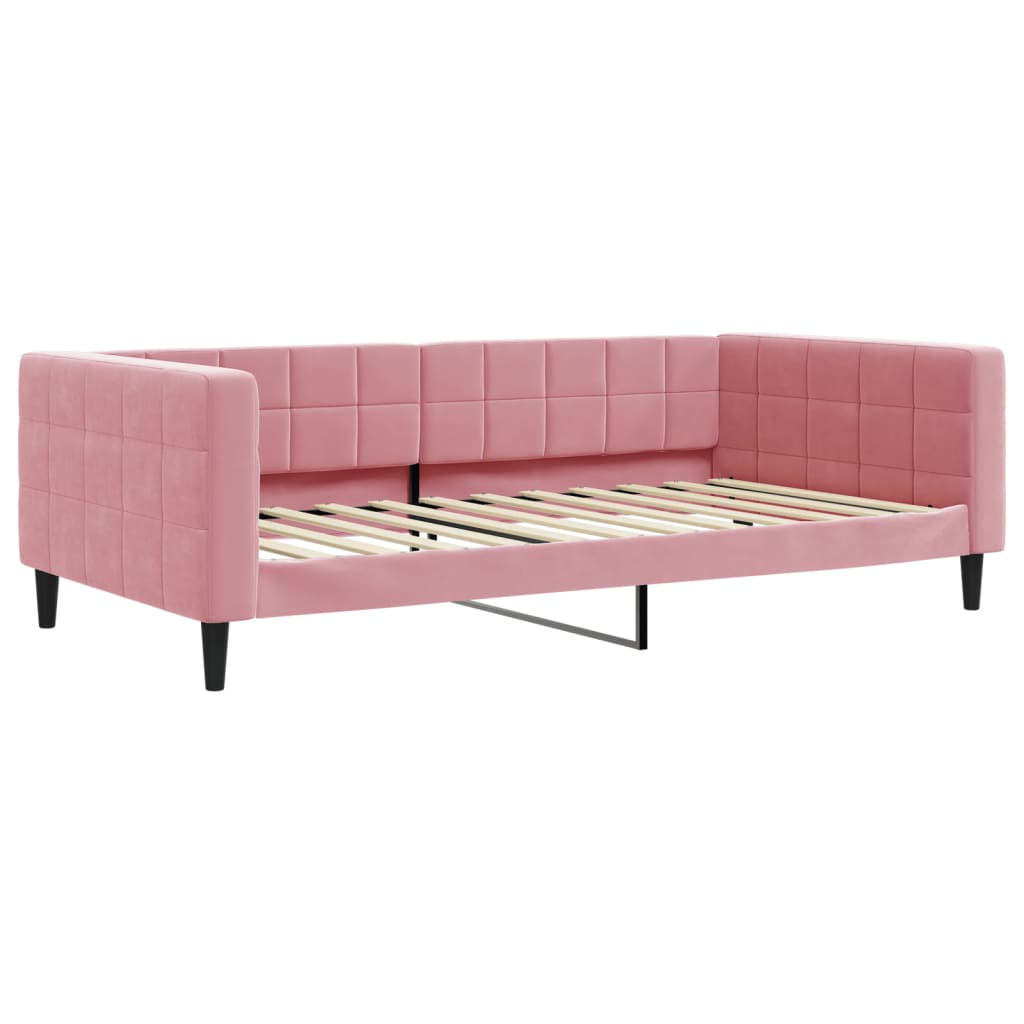 Lit de jour avec gigogne et tiroirs rose 100x200 cm velours - XIOS