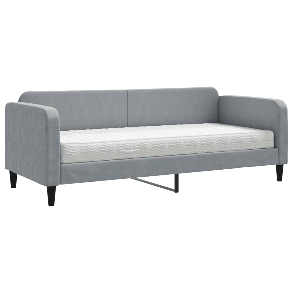 Lit de jour avec matelas gris clair 80x200 cm tissu - XIOS