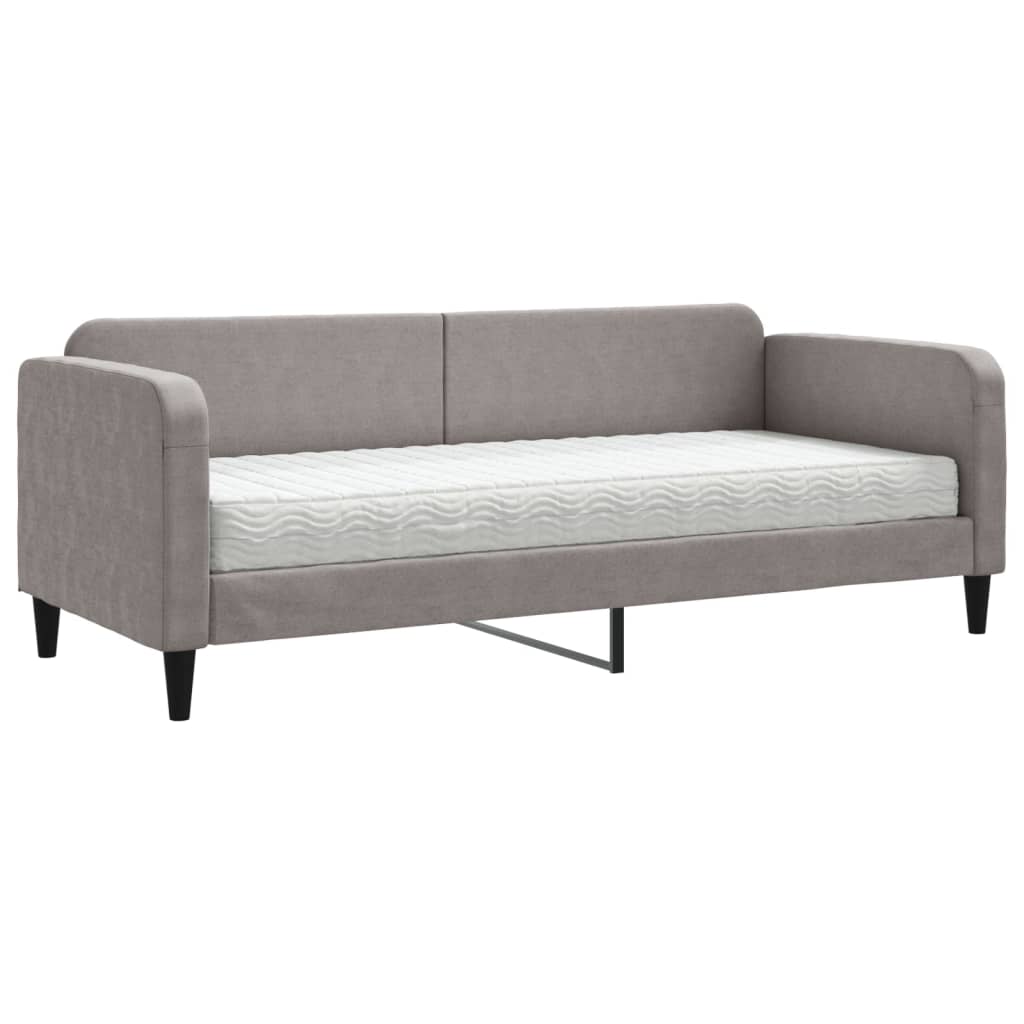 Lit de jour avec matelas taupe 80x200 cm tissu - XIOS