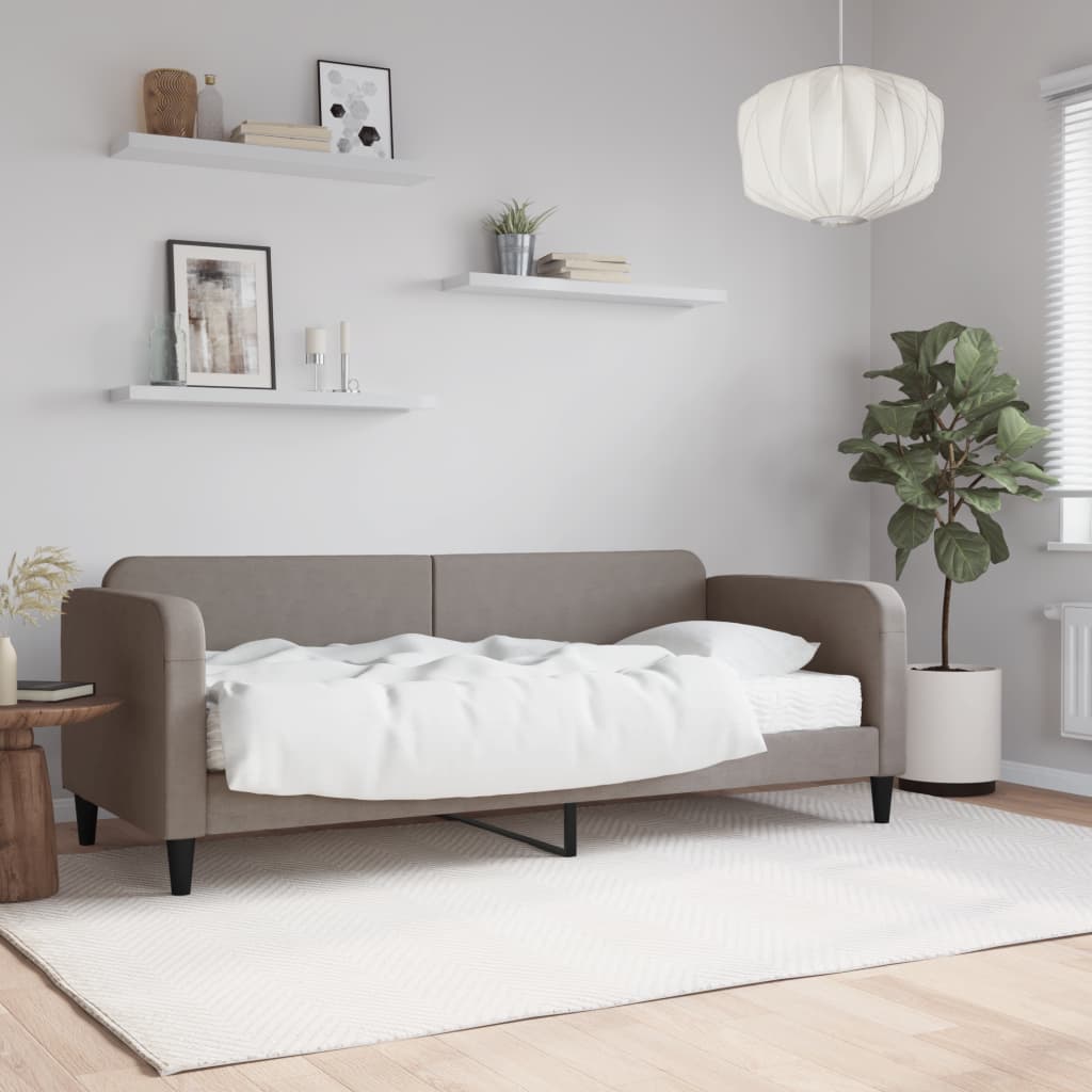 Lit de jour avec matelas taupe 80x200 cm tissu - XIOS