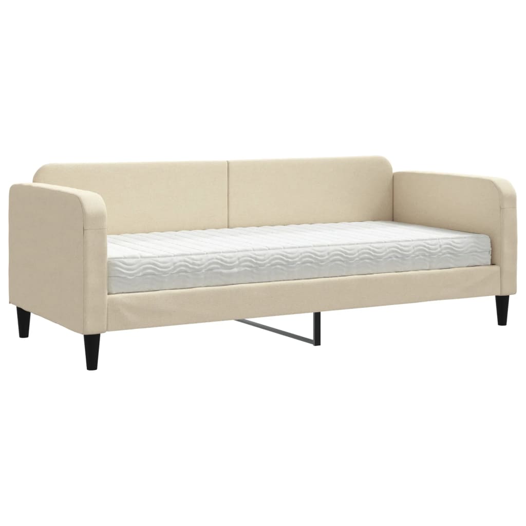Lit de jour avec matelas crème 80x200 cm tissu - XIOS