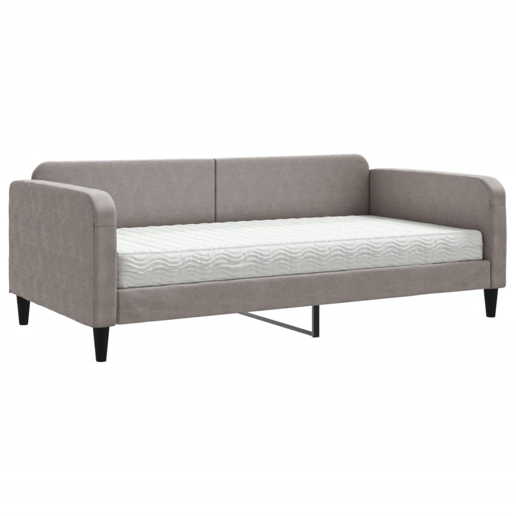 Lit de jour avec matelas taupe 100x200 cm tissu - XIOS