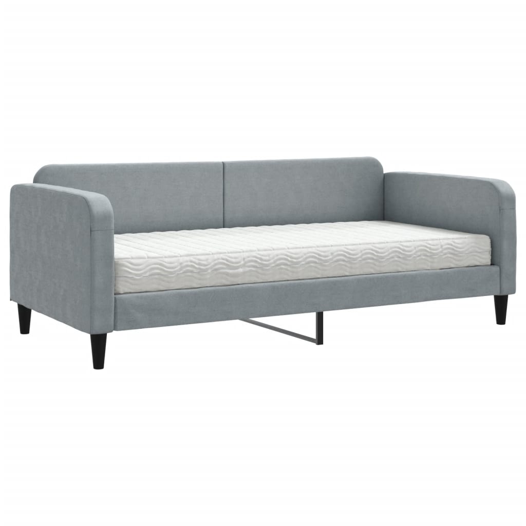 Lit de jour avec matelas gris clair 90x190 cm tissu - XIOS