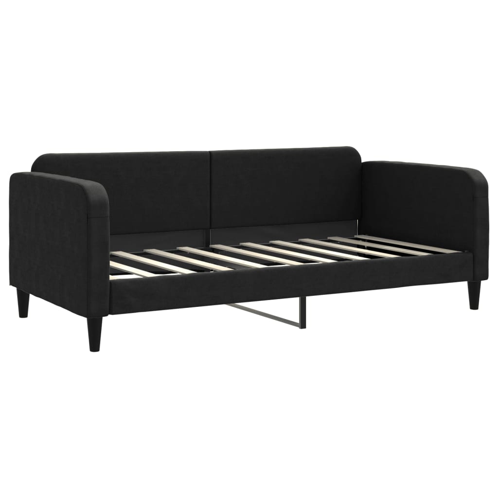 Lit de jour avec matelas noir 90x190 cm tissu - XIOS
