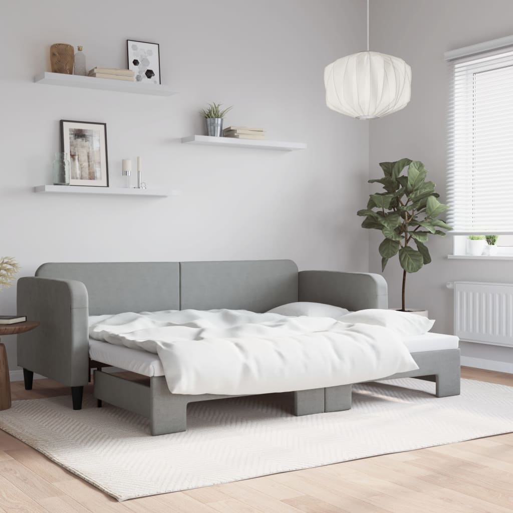 Lit de jour avec gigogne sans matelas gris clair 80x200 cm - XIOS