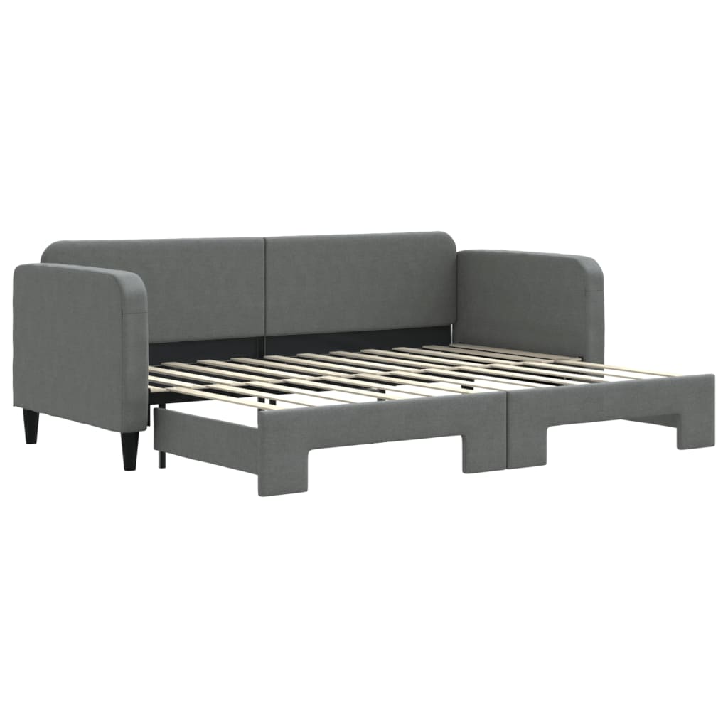 Lit de jour avec gigogne sans matelas gris foncé 80x200 cm - XIOS