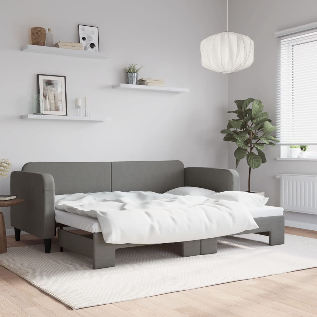 Lit de jour avec gigogne sans matelas gris foncé 80x200 cm - XIOS