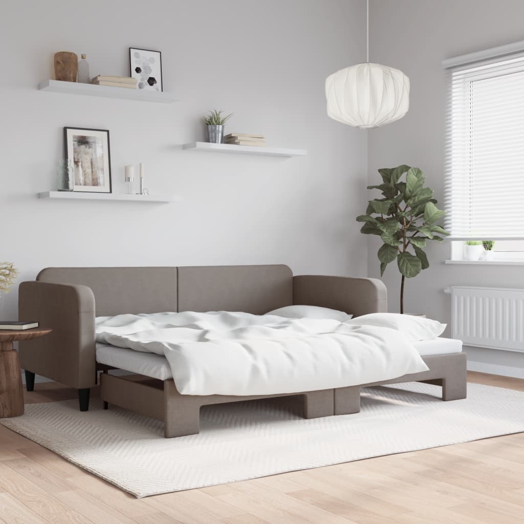 Lit de jour avec gigogne sans matelas taupe 90x200 cm - XIOS