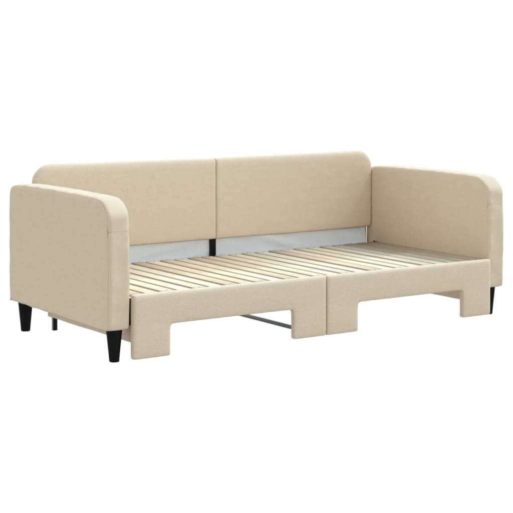 Lit de jour avec gigogne sans matelas crème 90x200 cm - XIOS