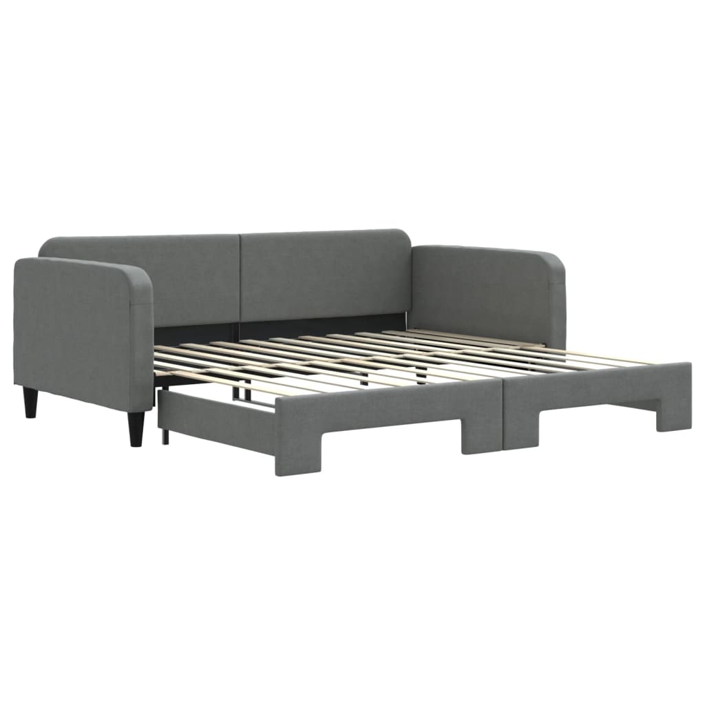 Lit de jour avec gigogne sans matelas gris foncé 100x200 cm - XIOS