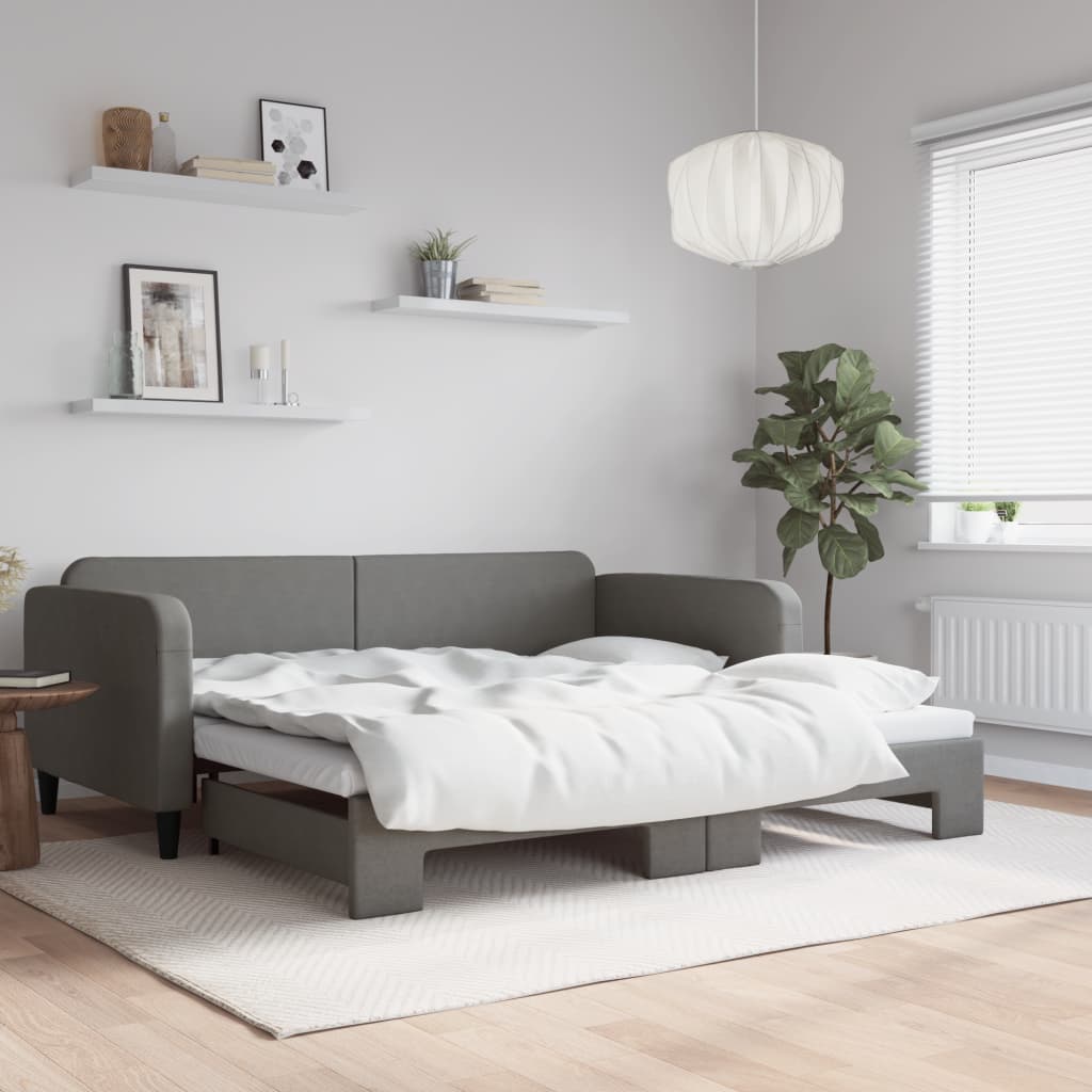 Lit de jour avec gigogne sans matelas gris foncé 100x200 cm - XIOS