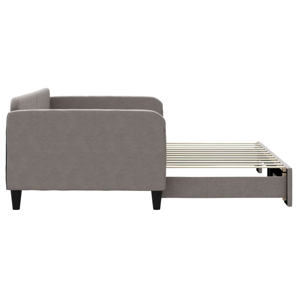Lit de jour avec lit gigogne taupe 100x200 cm tissu - XIOS