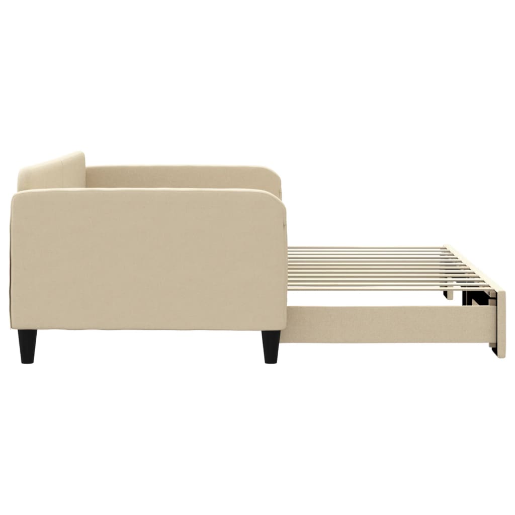 Lit de jour avec lit gigogne crème 100x200 cm tissu - XIOS