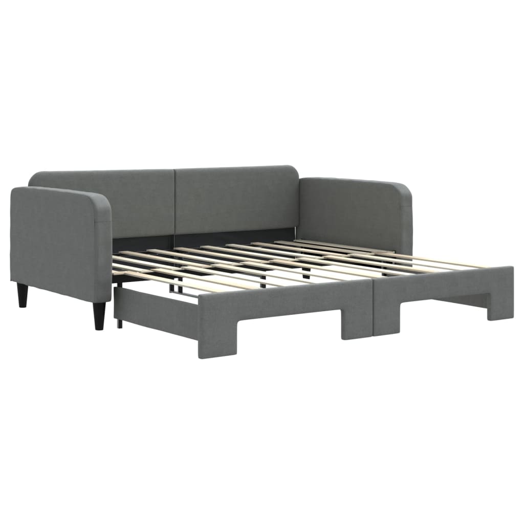 Lit de jour avec gigogne sans matelas gris foncé 90x190 cm - XIOS