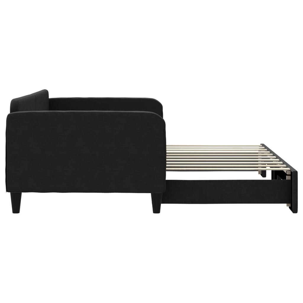 Lit de jour avec lit gigogne noir 90x190 cm tissu