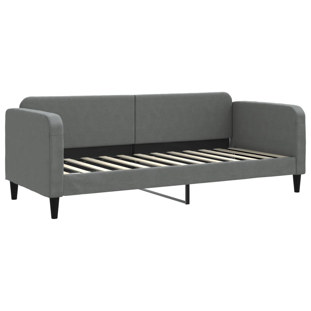 Lit de jour avec gigogne et matelas gris foncé 80x200 cm tissu - XIOS