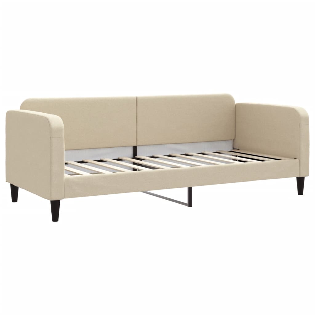 Lit de jour avec gigogne et matelas crème 80x200 cm tissu - XIOS