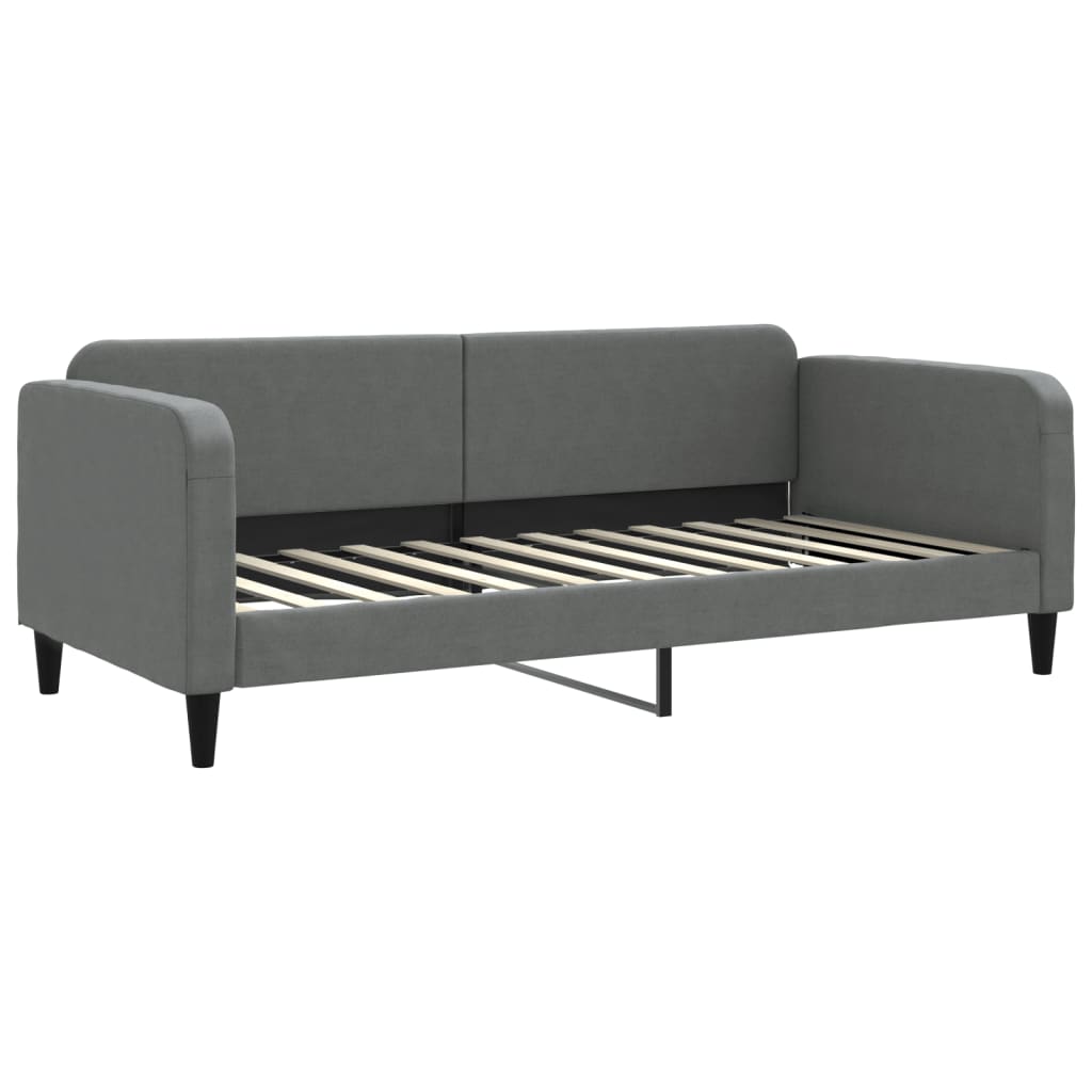 Lit de jour avec gigogne et matelas gris foncé 90x200 cm tissu - XIOS