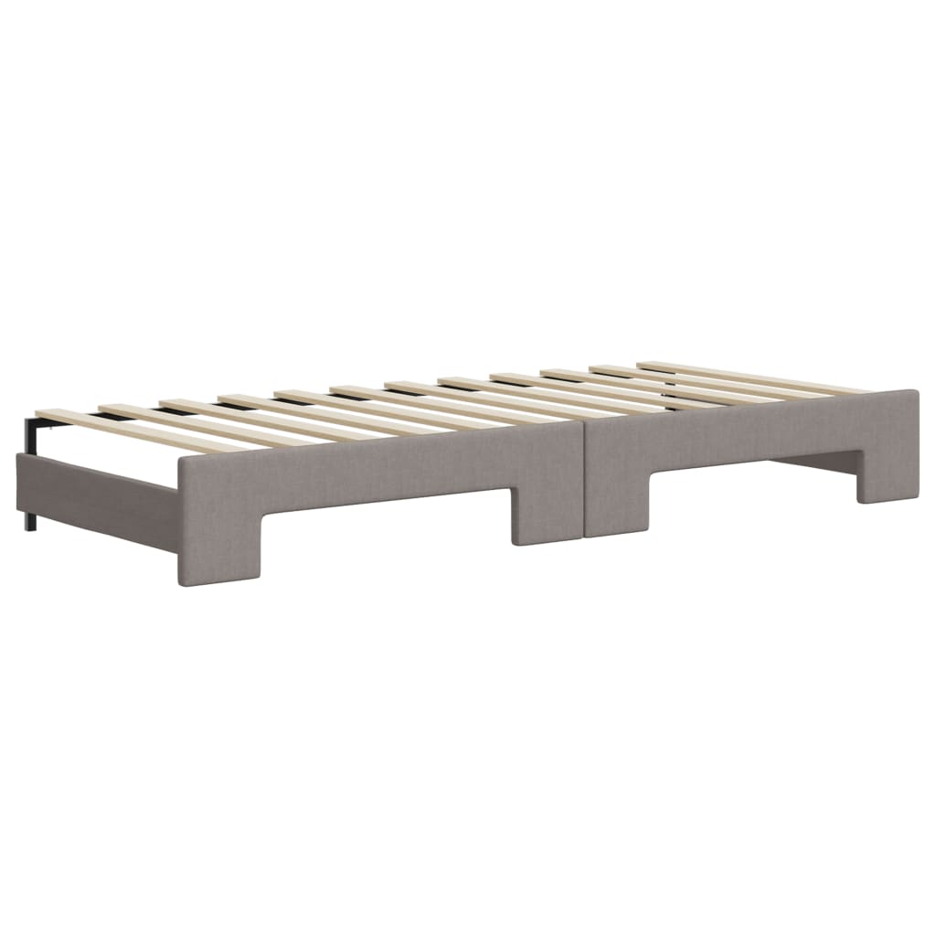 Lit de jour avec gigogne et matelas taupe 90x200 cm tissu - XIOS