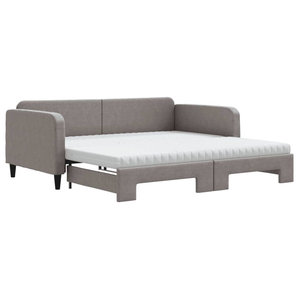 Lit de jour avec gigogne et matelas gris foncé 100x200 cm tissu - XIOS