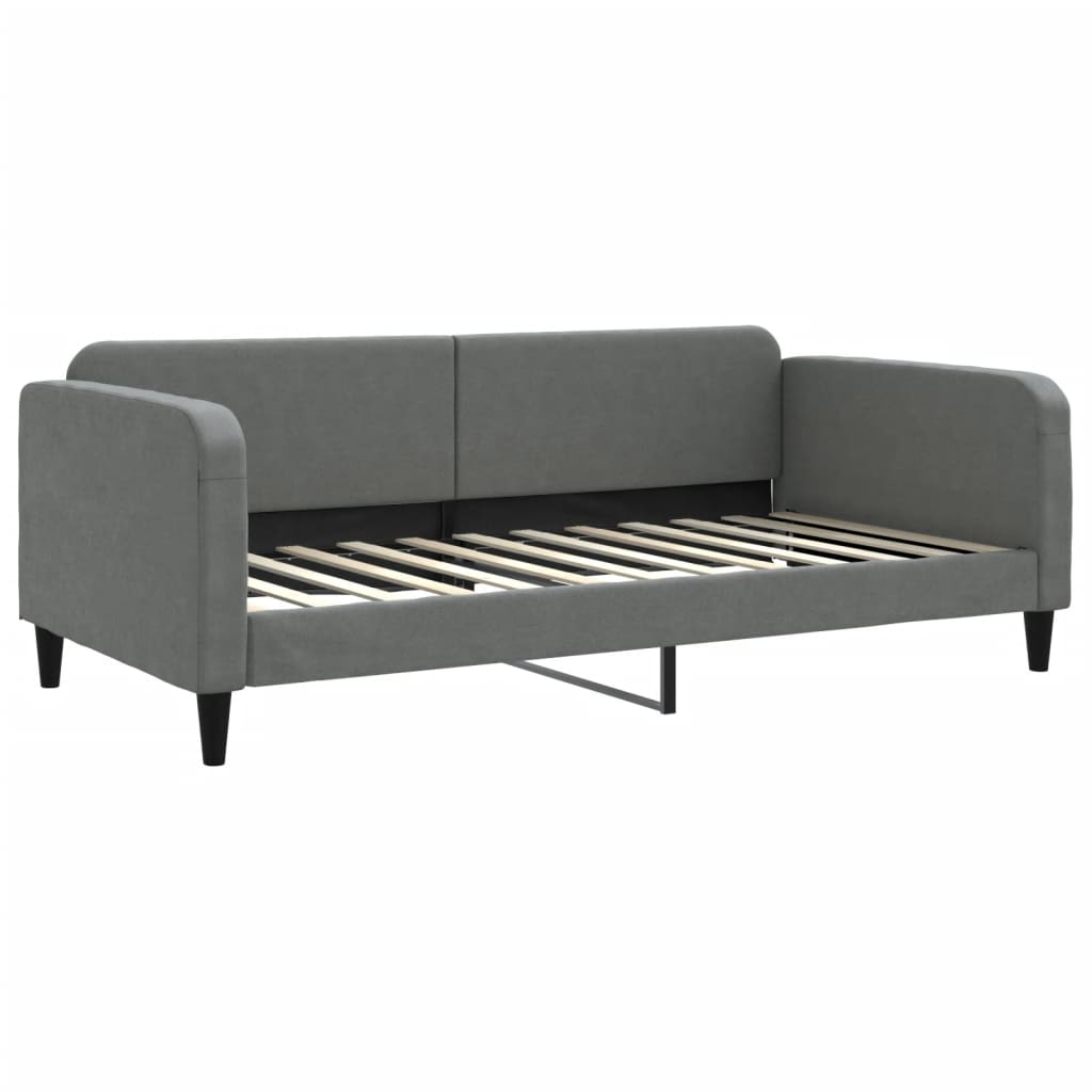 Lit de jour avec gigogne et matelas gris foncé 100x200 cm tissu - XIOS