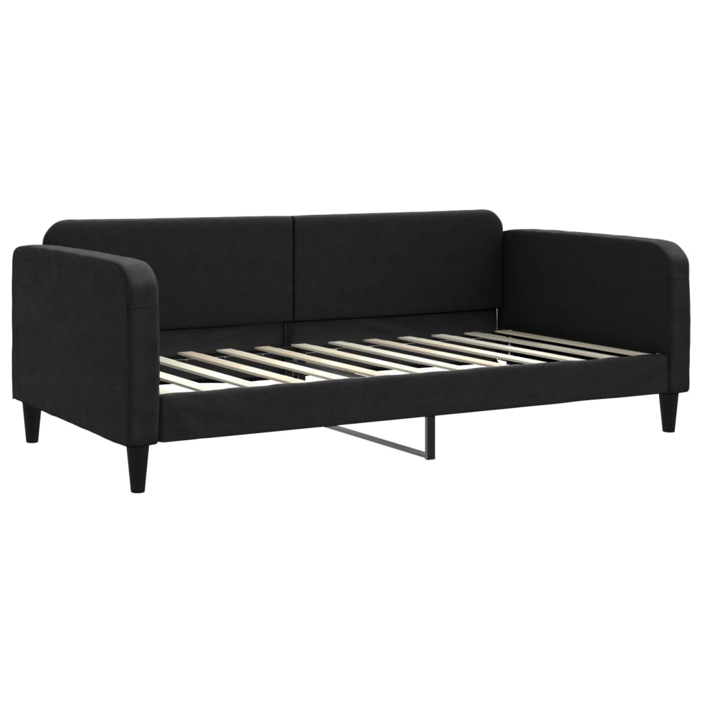Lit de jour avec gigogne et matelas noir 100x200 cm tissu - XIOS