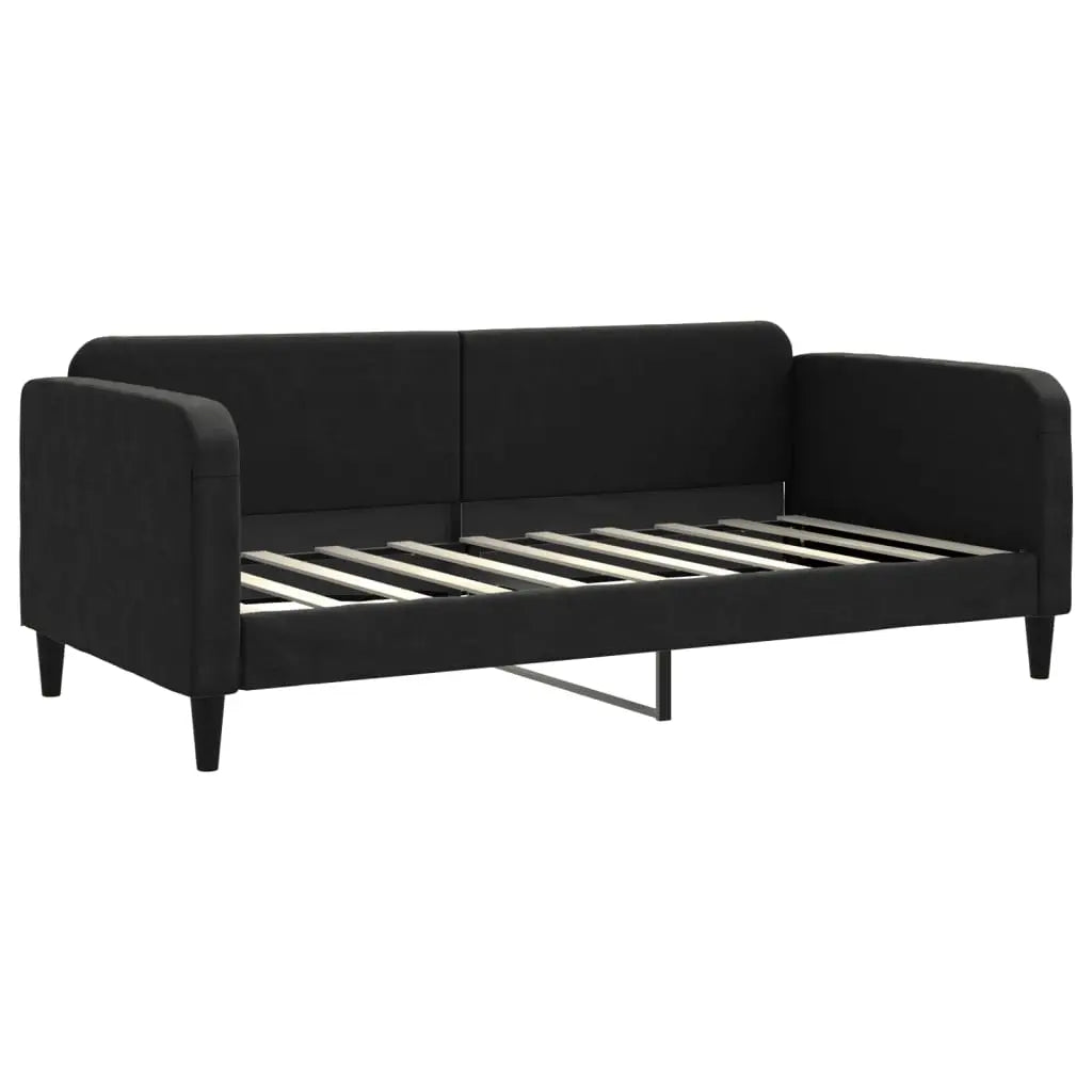 Lit de jour avec gigogne et matelas noir 90x190 cm tissu - XIOS