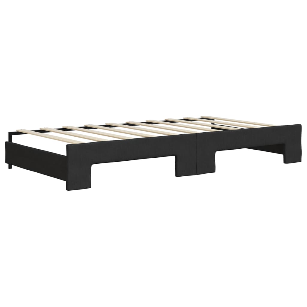 Lit de jour avec gigogne et matelas noir 90x190 cm tissu - XIOS