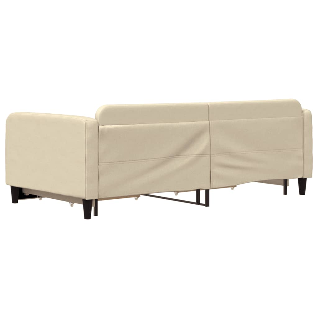 Lit de jour avec gigogne et tiroirs crème 100x200 cm tissu - XIOS