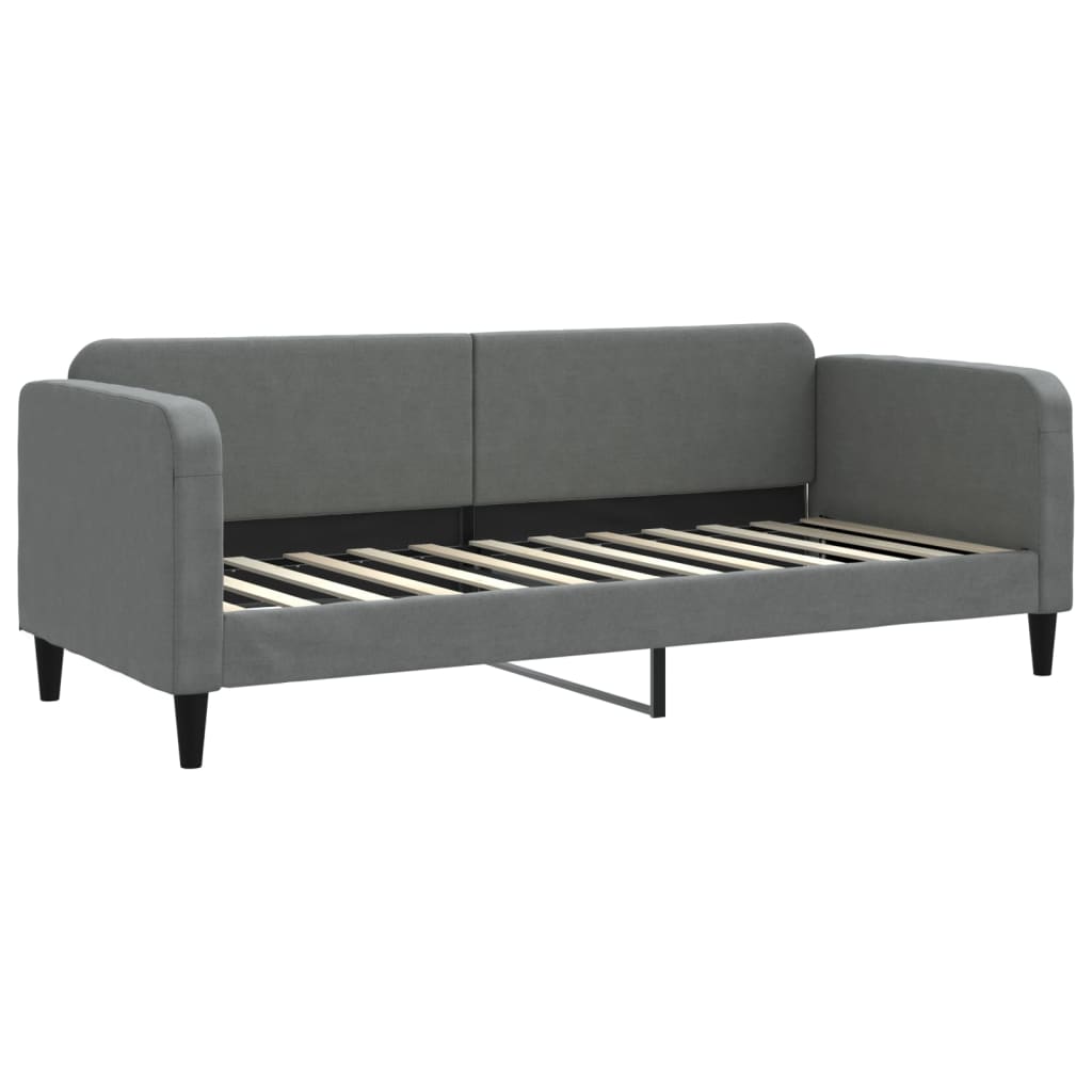 Lit de jour avec gigogne et tiroirs gris foncé 80x200 cm tissu - XIOS